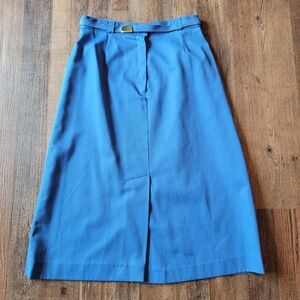 Vintage College Town Blue A-Line Belted Skirt